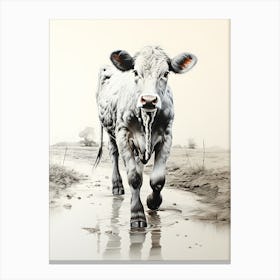 Gentle Grazing Watercolor Cow Art Canvas Print