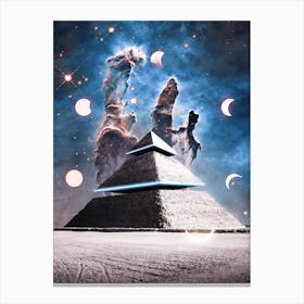 Alien Spaceship Pyramid and Phase Moons Canvas Print