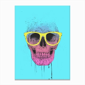 Pop Art Skull With Glasses Canvas Print