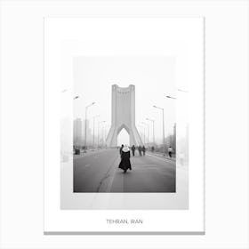 Poster Of Tehran, Iran, Black And White Old Photo 1 Canvas Print