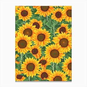 Sunflower Repeat Retro Flower Canvas Print