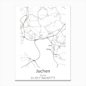 Juchen,Germany Minimalist Map Canvas Print