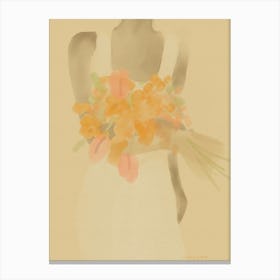 Girl With An Orange Flower Bouquet Canvas Print