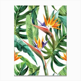 Bird Of Paradise Seamless Pattern 1 Canvas Print