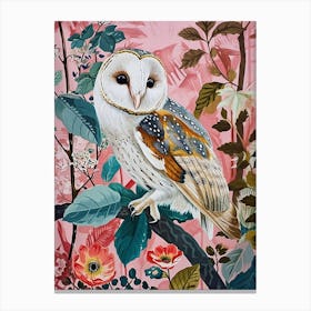 Floral Animal Painting Owl 3 Canvas Print