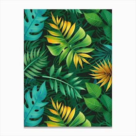 Tropical Leaves Seamless Pattern 3 Canvas Print