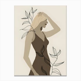 Woman With Leaves Canvas Print