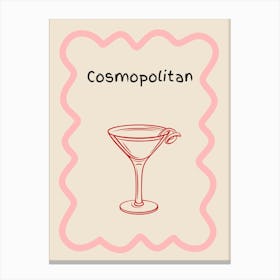 Cosmopolitan Doodle Poster Pink & Red Canvas Print