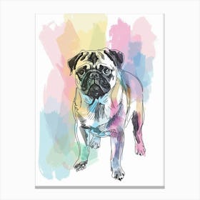 Pug Dog Pastel Line Illustration  4 Canvas Print