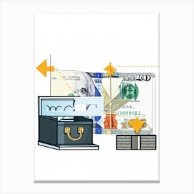 Billfold And Banknote Resting In A Safe Simple Interface Where Strokes Balance An Icon Of A Briefc (5) Canvas Print