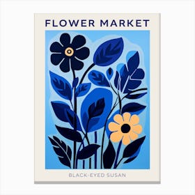 Blue Flower Market Poster Black Eyed Susan 4 Canvas Print