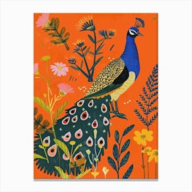 Spring Birds Peacock 10 Canvas Print