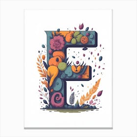 Colorful Letter F Illustration 27 Canvas Print