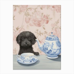 Animals Having Tea   Puppy Dog 3 Canvas Print