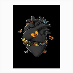 Hurting Black Heart Butterfly Canvas Print