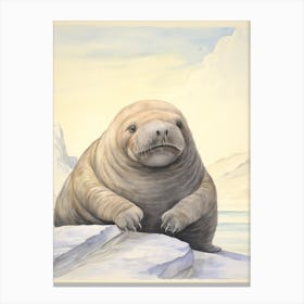 Storybook Animal Watercolour Walrus 2 Canvas Print