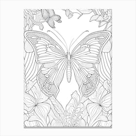 Butterfly In City William Morris Inspired 1 Canvas Print