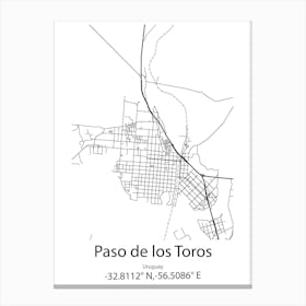 Paso De Los Toros,Uruguay Minimalist Map Canvas Print