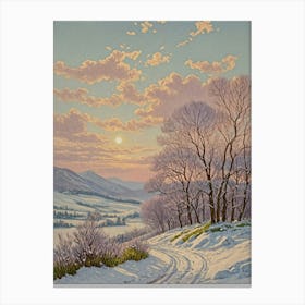 Snowy Sunset Canvas Print