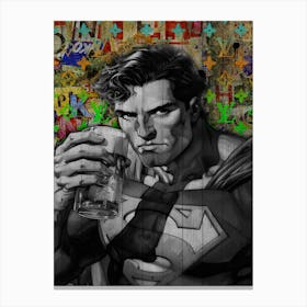 Pop Art Superman Dink Beer Canvas Print