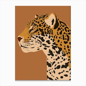 Jungle Safari Jaguar on Brown Canvas Print