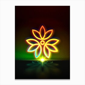 Neon Geometric Glyph in Watermelon Green and Red on Black n.0145 Canvas Print