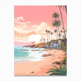 An Illustration In Pink Tones Of  Greenmount Beach Australia 4 Canvas Print