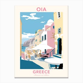 Oia, Greece, Flat Pastels Tones Illustration 2 Poster Canvas Print