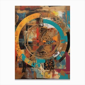 Spinning around, Abstract Collage In Pantone Monoprint Splashed Colors Canvas Print