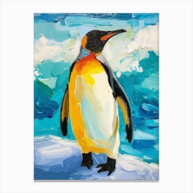 King Penguin Livingston Island Colour Block Painting 4 Canvas Print