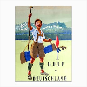 Golf In Deutchland, Vintage Travel Poster Canvas Print