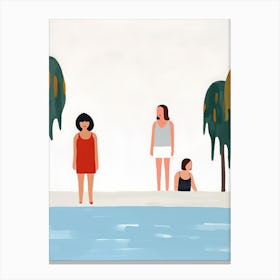 Tiny People At The Pool Illustration 4 Canvas Print