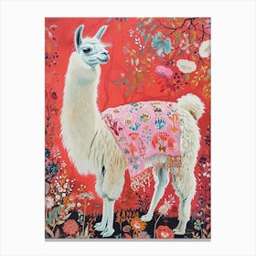 Floral Animal Painting Llama 2 Canvas Print
