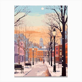 Vintage Winter Travel Illustration Liverpool United Kingdom Canvas Print