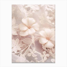 White Flowers On Lace Canvas Print