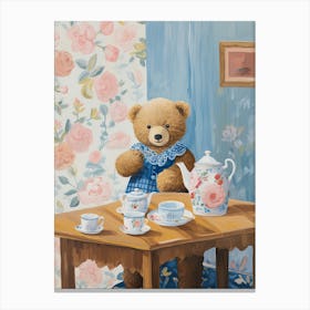 Animals Having Tea   Teddy Bear 3 Canvas Print