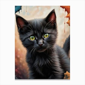 Black Cat With Green Eyes Canvas Print