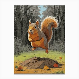 Squirrel Jumping Canvas Print