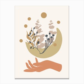 Hand Holding A Flower Canvas Print