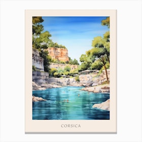 Swimming In Corsica France 2 Watercolour Poster Canvas Print