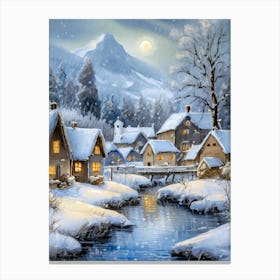 The Ethereal Beauty Of A Snow Covered Scandinavian Village 1 Canvas Print
