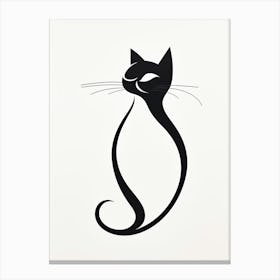 Black And White Ink Cat Line Drawing 3 Canvas Print