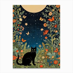 William Morris Cat In The Garden 8 Canvas Print