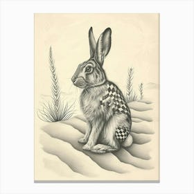Checkered Giant Rabbit Drawing 4 Canvas Print