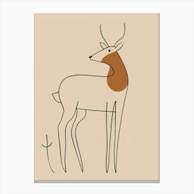 Deer - Boho, Line Art 12 Canvas Print