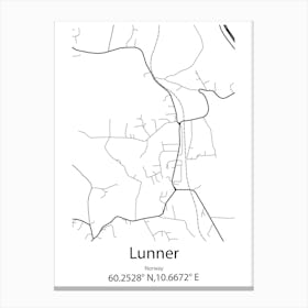 Lunner,Norway Minimalist Map Canvas Print