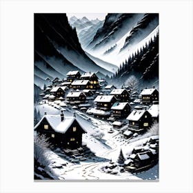 Village In The Snow 1 Canvas Print