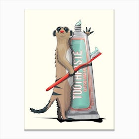 Meerkat Brushing Teeth Canvas Print