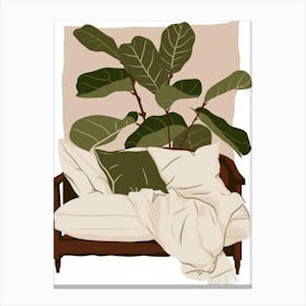 Couch With Plants Canvas Print