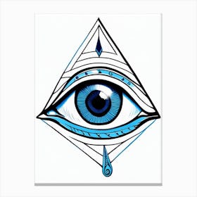 Eye Of Horus, Symbol, Third Eye Blue & White 2 Canvas Print